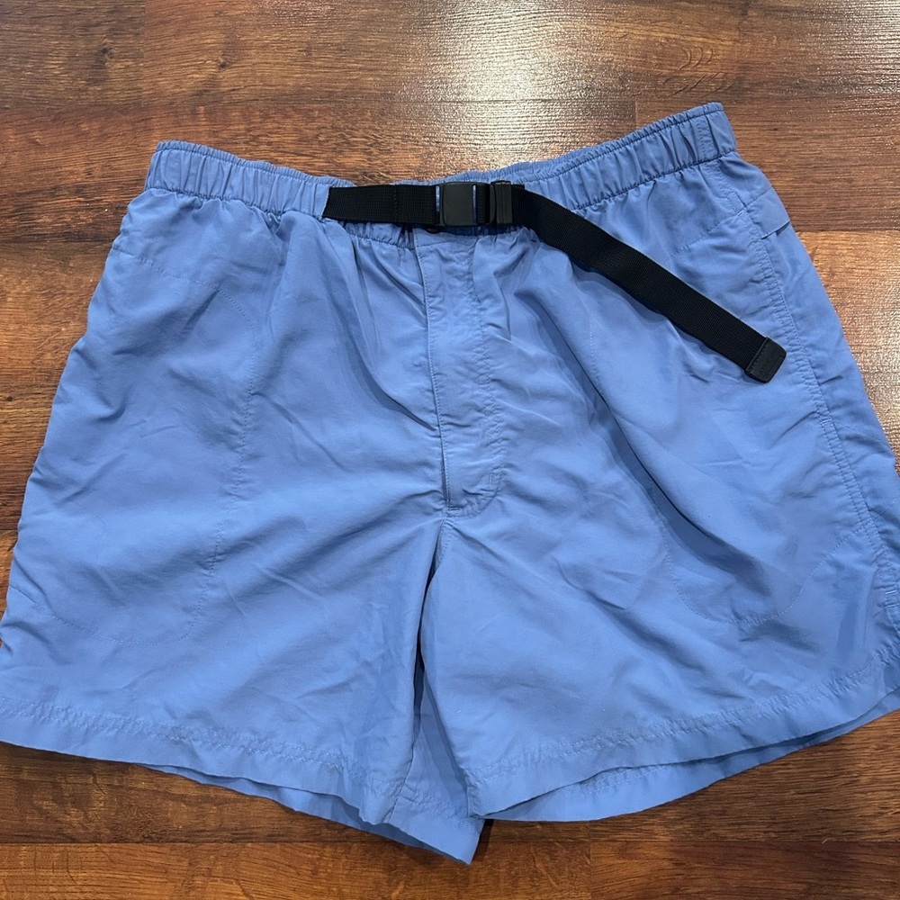 Lands End Swim Trunks Mens Large Blue Outrigger Belted Shorts Outdoor